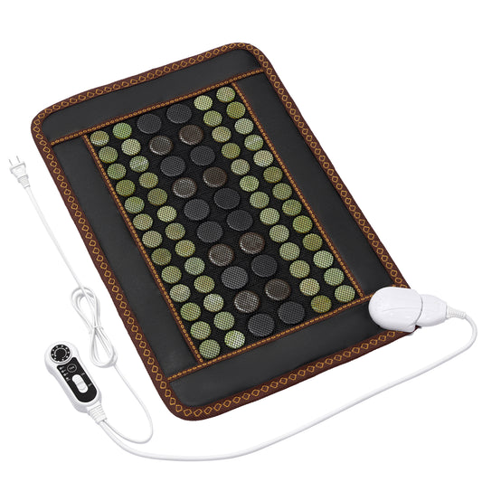 Coussin chauffant infrarouge lointain, jade naturel et 2 coussins chauffants tourmalines différents, coussins chauffants électriques pour le dos, le cou, les épaules et l'abdomen, fonction d'arrêt automatique (23,6" x 15,7")