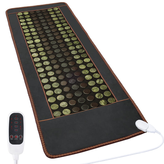 Coussin chauffant infrarouge lointain, jade naturel et 2 grands coussins chauffants tourmalines différents, coussins chauffants électriques pour le dos, le cou, les épaules, l'abdomen, fonction d'arrêt automatique (72" x 24")