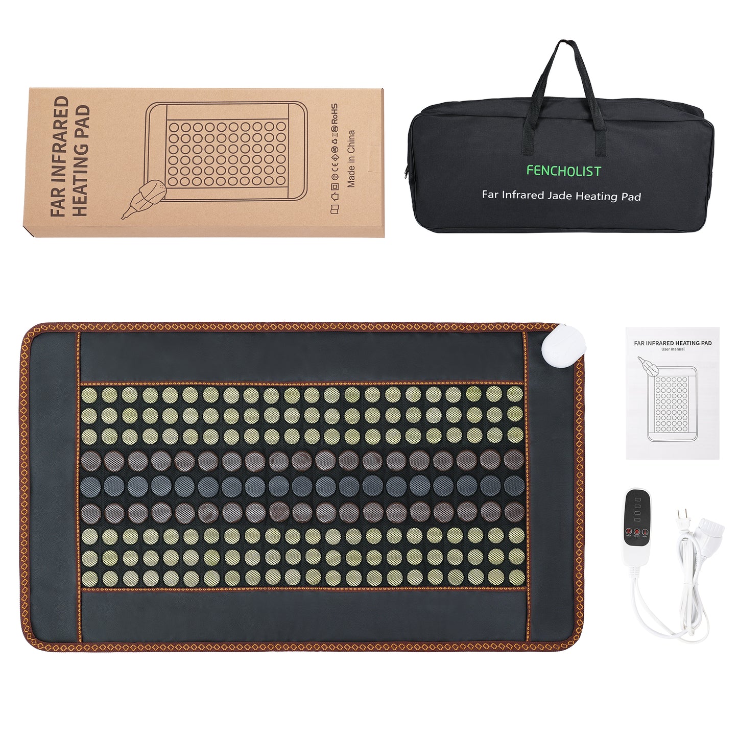 Far Infrared Heating Pad, Natural Jade and 2 Different Tourmaline Large Heating Pad, Electric Heating Pads for Back Neck Shoulders Abdomen, Auto Shut Off Function (41.5" X 24")