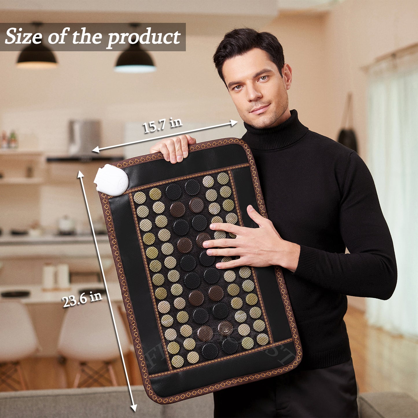 Far Infrared Heating Pad, Natural Jade and 2 Different Tourmaline Heating Pad, Electric Heating Pads for Back Neck Shoulders and Abdomen, Auto Shut Off Function (23.6" X 15.7")