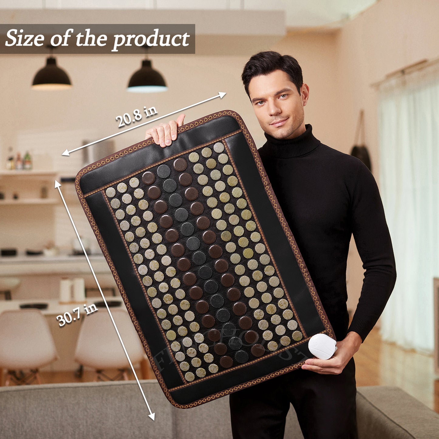 Far Infrared Heating Pad, Natural Jade and 2 Different Tourmaline Heating Pad, Electric Heating Pads for Back Neck Shoulders and Abdomen, Auto Shut Off Function (30.7" X 20.8")