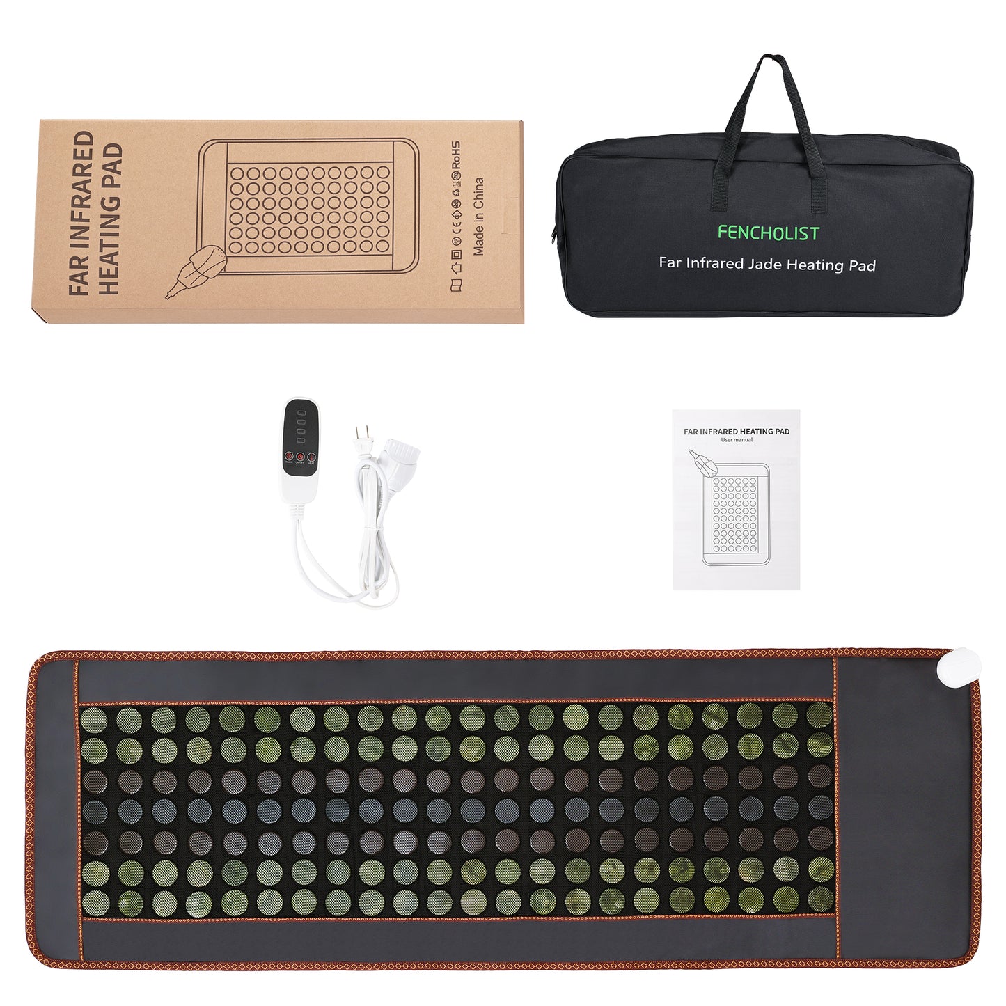 Far Infrared Heating Pad, Natural Jade and 2 Different Tourmaline Large Heating Pad, Electric Heating Pads for Back Neck Shoulders Abdomen, Auto Shut Off Function (72" X 24")